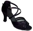 Heather Black Satin 3 Inch Heel - Lain or Ballroom Dance Shoe