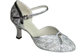 Mary-Silver Lace Ballroom Dance Shoe 