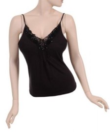 Black Sequin and lace Detail Tank