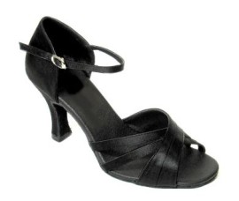 Sara - Black Satin - Latin or Ballroom Dance Shoe