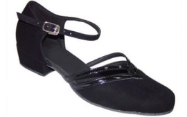 Beth - Black Nubuck Patent Leather Trim - Ballroom Dance Shoe